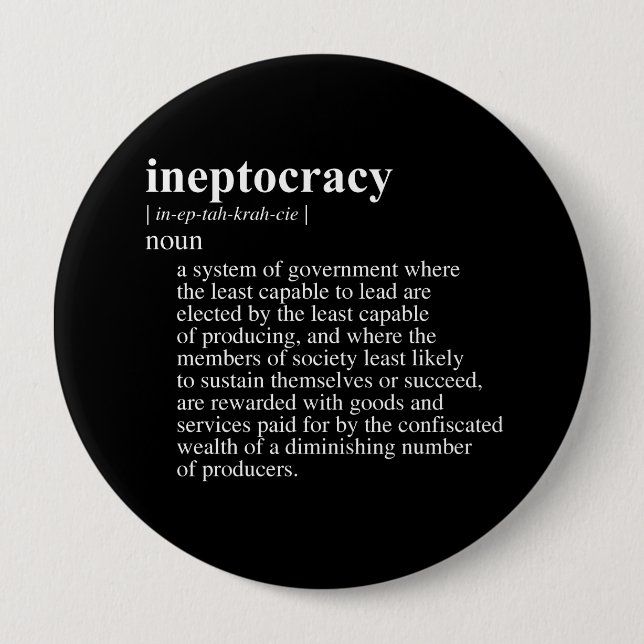 Chapa Redonda De 10 Cm Ineptocracy Definition.png (Anverso)