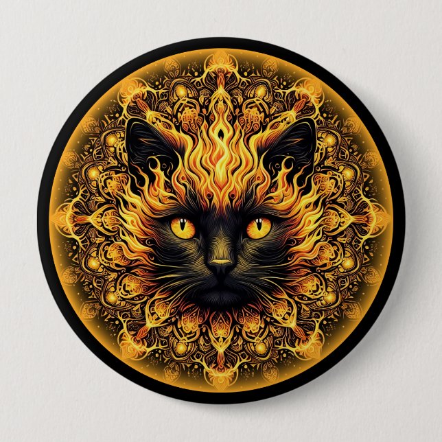 Chapa Redonda De 10 Cm Inferno Kitty Mandala (Anverso)