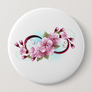 Chapa Redonda De 10 Cm Infinito con las flores de flores de Sakura Blosso