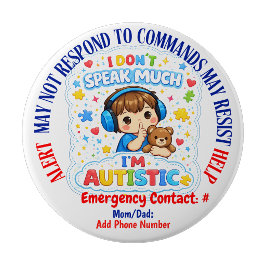 Chapa Redonda De 10 Cm Insígnia de alerta de autismo no verbal