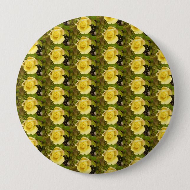 Chapa Redonda De 10 Cm Insignia Rosebuds Amarilla (Anverso)