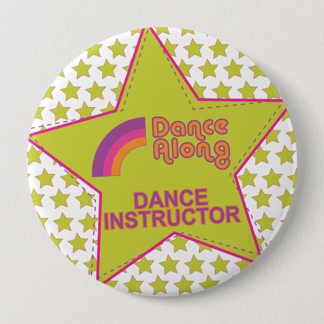 Chapa Redonda De 10 Cm instructor_button del dancealong_star_dance (Anverso)