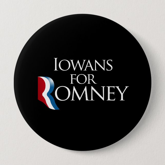 Chapa Redonda De 10 Cm Iowans para Romney - .png (Anverso)