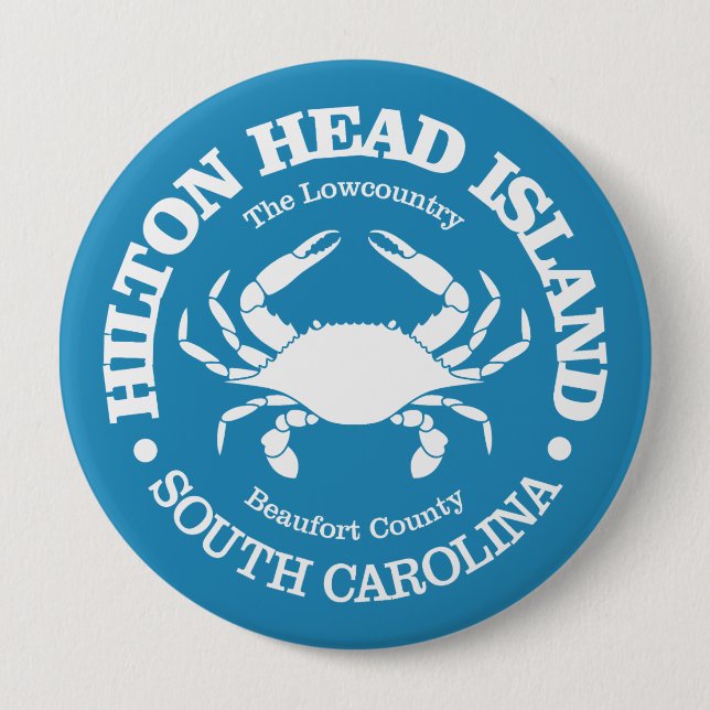 Chapa Redonda De 10 Cm Isla Hilton Head (cangrejo) (Anverso)