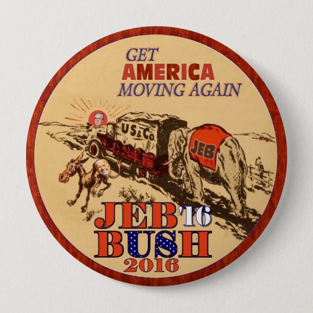Chapa Redonda De 10 Cm Jeb Bush 2016 (Anverso)