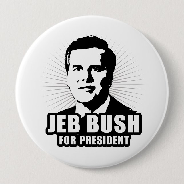 Chapa Redonda De 10 Cm Jeb Bush para el presidente (Anverso)