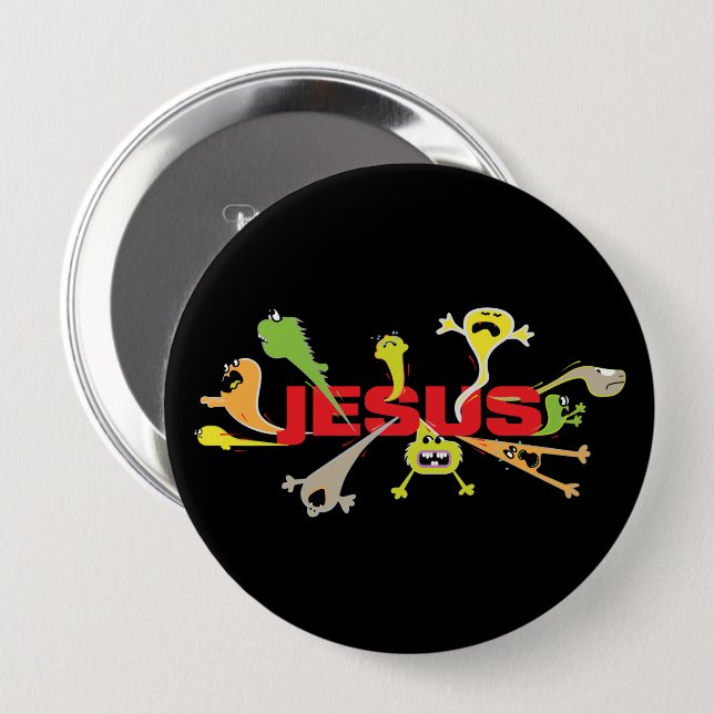 Chapa Redonda De 10 Cm Jesús asustado (rojo) (Anverso y reverso)