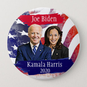 Chapa Redonda De 10 Cm Joe Biden y Kamala Harris 2020 Elecciones en Estad
