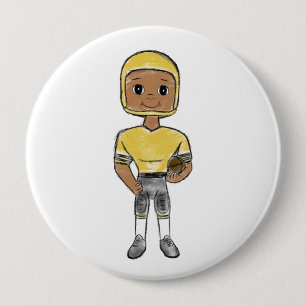 Chapa Redonda De 10 Cm jugador de fútbol retro vintage negro amarillo sim