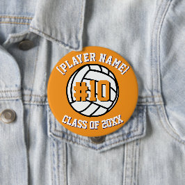 Chapa Redonda De 10 Cm Jugador de voleibol Personalizado naranja y clase