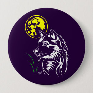 Chapa Redonda De 10 Cm junger träumender Wolf