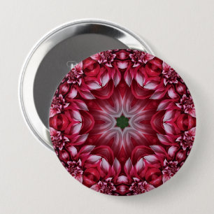 Chapa Redonda De 10 Cm Kaleidoscopic Crimson Dahlia