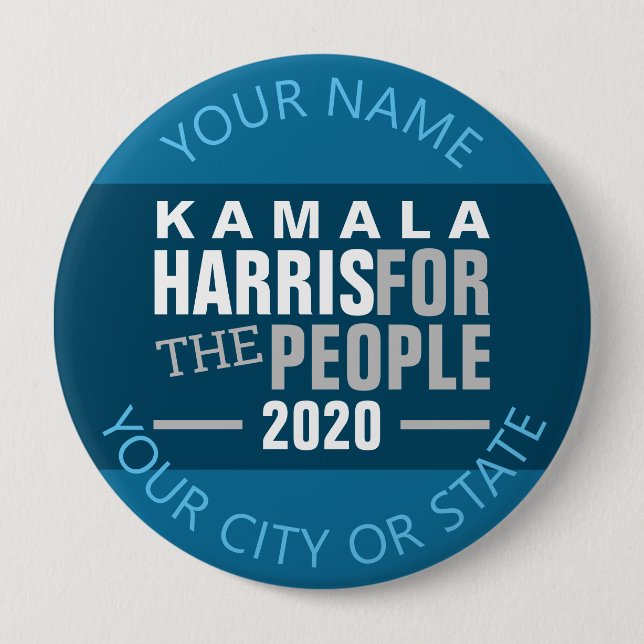 Chapa Redonda De 10 Cm Kamala Harris 2020 para el voto de la gente (Anverso)