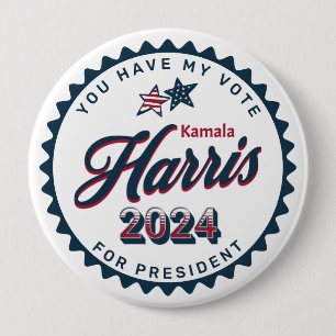 Chapa Redonda De 10 Cm Kamala Harris 2024   Tienes mi voto grande