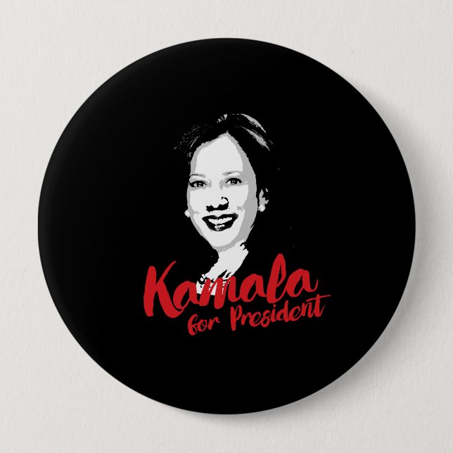 Chapa Redonda De 10 Cm Kamala para el presidente - caligrafía - (Anverso)