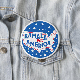 Chapa Redonda De 10 Cm Kamala por America 2024 Presidente Bandera Patriót