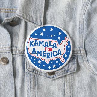 Chapa Redonda De 10 Cm Kamala por America 2024 Presidente Bandera Patriót