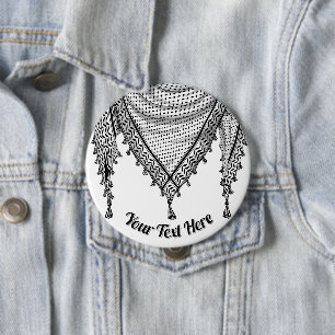 Chapa Redonda De 10 Cm Keffiyeh palestino Scarf tejido tradicional