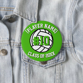 Chapa Redonda De 10 Cm Kelly Green Personalizado Voleyball Player y Class
