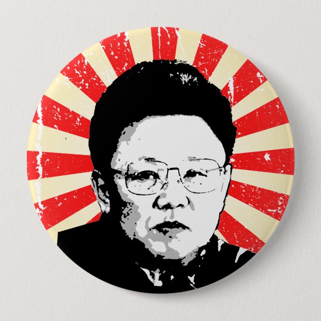Chapa Redonda De 10 Cm Kim Jong Il (Anverso)