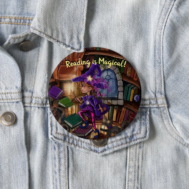 Chapa Redonda De 10 Cm La magia en la biblioteca: 'La lectura es mágica' (In situ)