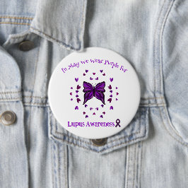 Chapa Redonda De 10 Cm La mariposa morada Lupus Awareness Purple Ribbon p