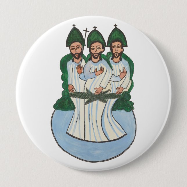 Chapa Redonda De 10 Cm La Santísima Trinidad Pintura de arte folclórico v (Anverso)