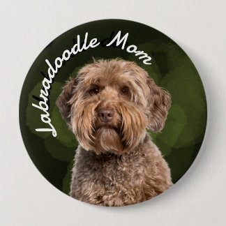 Chapa Redonda De 10 Cm Labradoodle Mom con antecedentes verdes