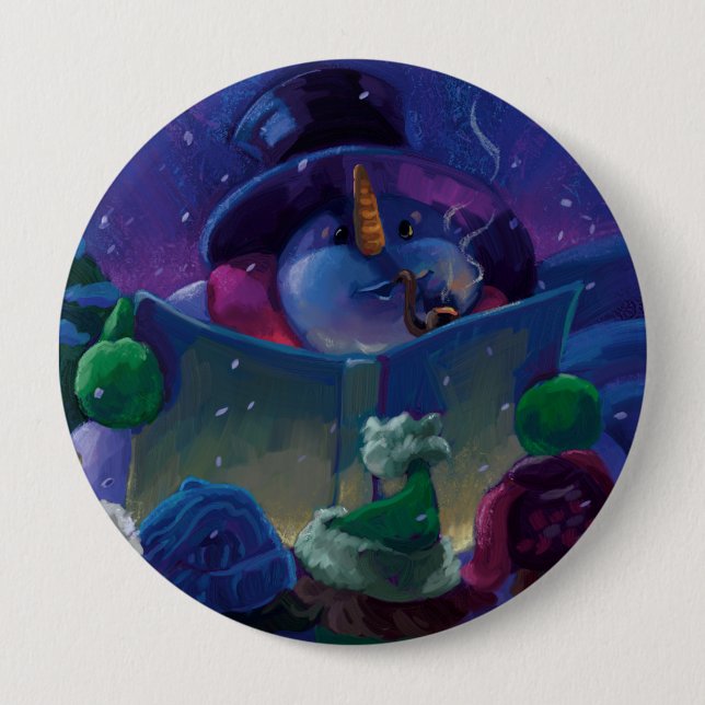 Chapa Redonda De 10 Cm Lectura en invierno (Anverso)