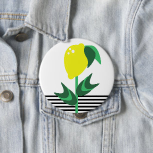 Chapa Redonda De 10 Cm Lemon Fruit Garden Plant Stripes