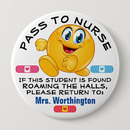 Chapa Redonda De 10 Cm LG. Salón de la escuela - Pase de enfermería