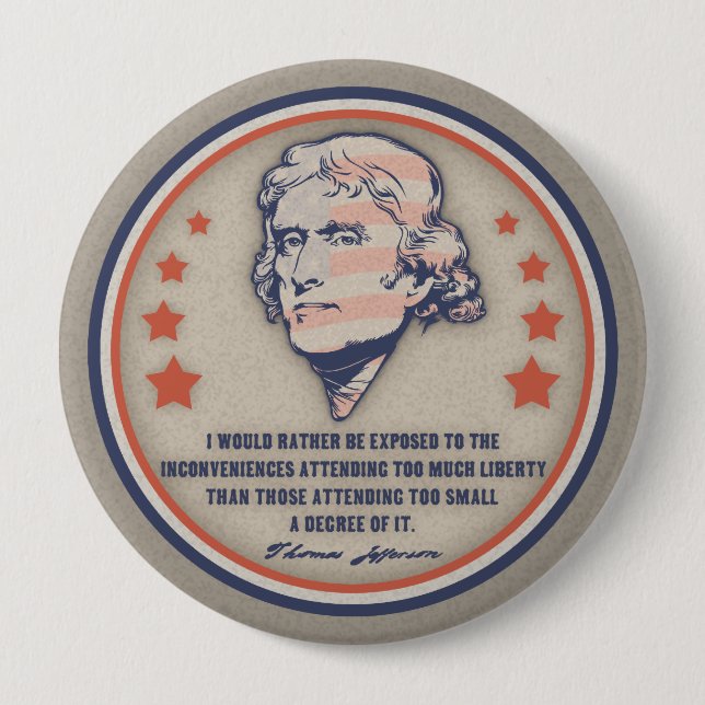 Chapa Redonda De 10 Cm Libertad II de Jefferson (Anverso)