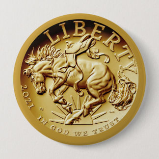 Chapa Redonda De 10 Cm Liberty Horse Coin 
