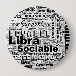 Chapa Redonda De 10 Cm Libra Zodiac Word Cloud Inspiración