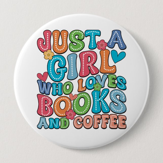 Chapa Redonda De 10 Cm Libros y Café Lover (Anverso)