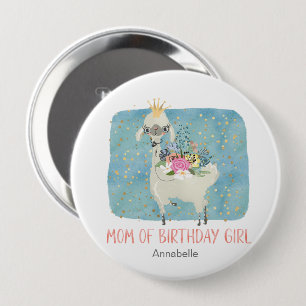 Chapa Redonda De 10 Cm Llama Ama Acuarela Lindo Mamá de la Cumpleañera