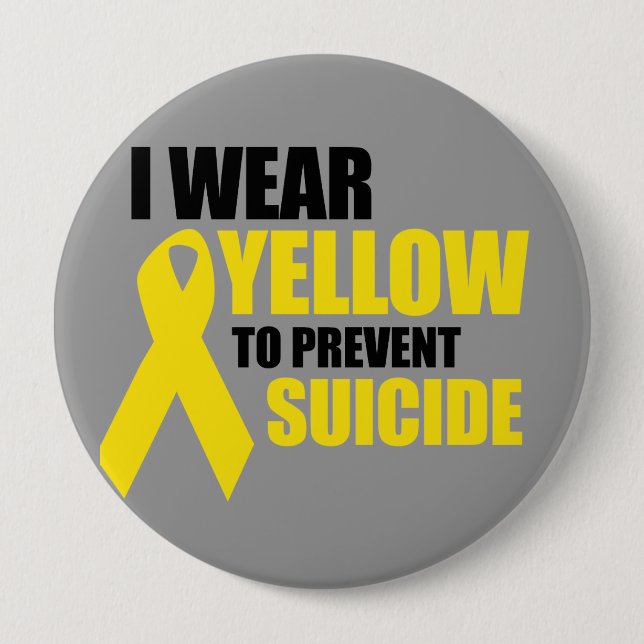 Chapa Redonda De 10 Cm Llevo amarillo para prevenir suicidio (Anverso)