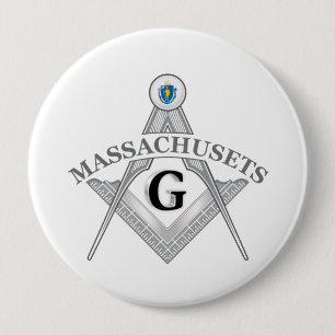 Chapa Redonda De 10 Cm Logia de masonería del estado de Massachusets