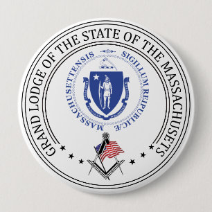 Chapa Redonda De 10 Cm Logia de masonería del estado de Massachusets