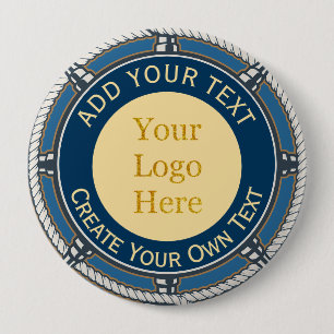 Chapa Redonda De 10 Cm Logotipo personalizado Corporativo Azul y Dorado C