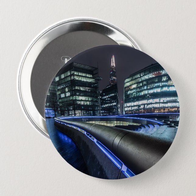 Chapa Redonda De 10 Cm Londres de noche (Anverso y reverso)