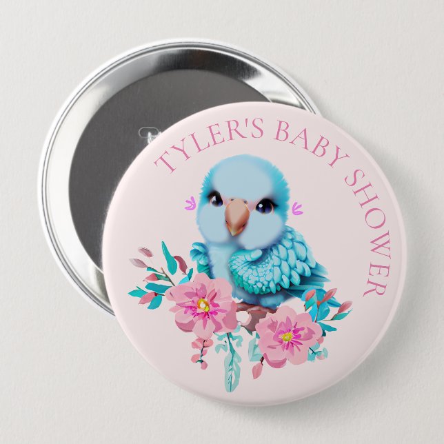 Chapa Redonda De 10 Cm Loro de bebé azul dulce y adorable (Anverso y reverso)