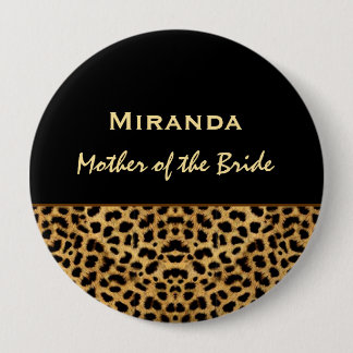 Chapa Redonda De 10 Cm Madre del leopardo de la novia Imprimir nombre per