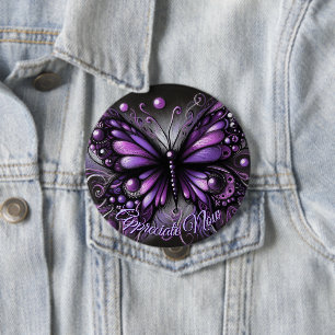 Chapa Redonda De 10 Cm Mágica Mariposa Gótica Morada Personalizada