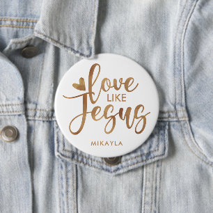 Chapa Redonda De 10 Cm Magnífica tipografía amor como Jesús   Nombre dora