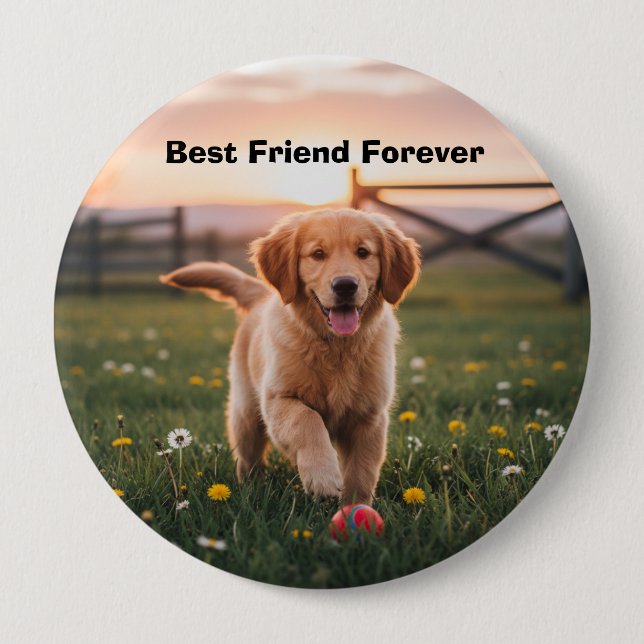 Chapa Redonda De 10 Cm Man’s Best Friend Pin (Anverso)