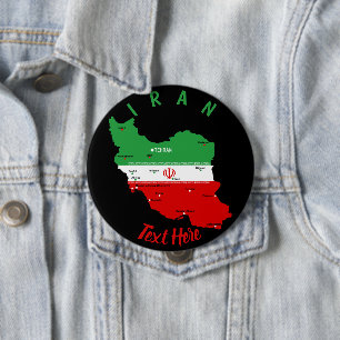 Chapa Redonda De 10 Cm Mapa de Irán con bandera y emblema