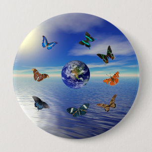 Chapa Redonda De 10 Cm Mariposas Blue Earth