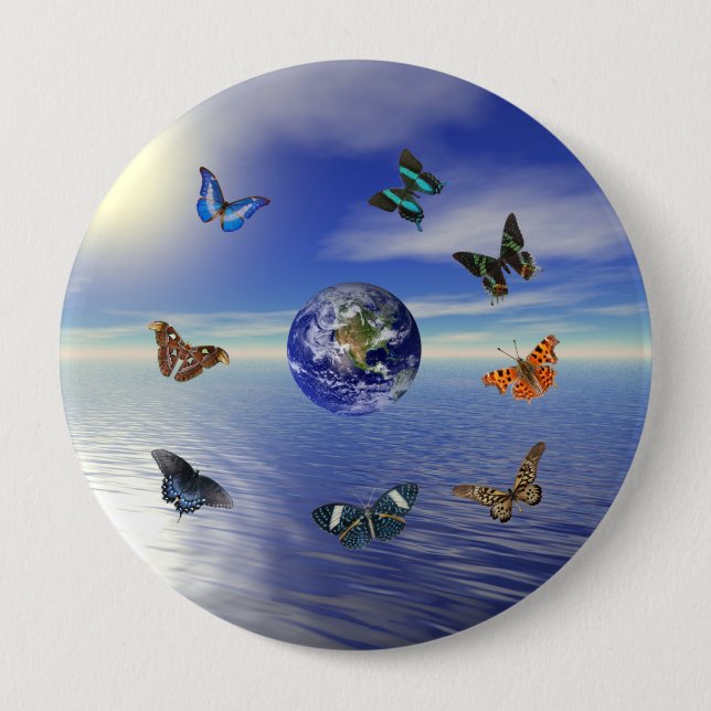 Chapa Redonda De 10 Cm Mariposas Blue Earth (Anverso)