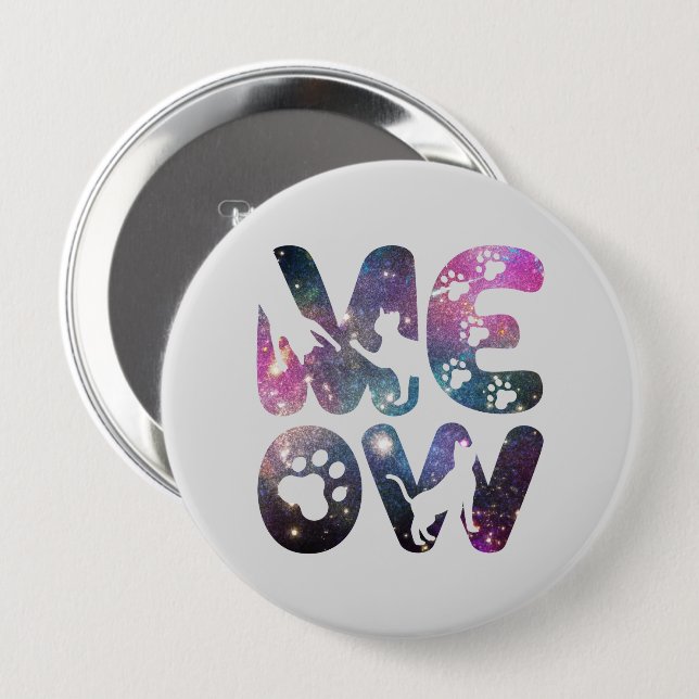 Chapa Redonda De 10 Cm Meow - Diseño de siluetas para gatos y pinturas (Anverso y reverso)